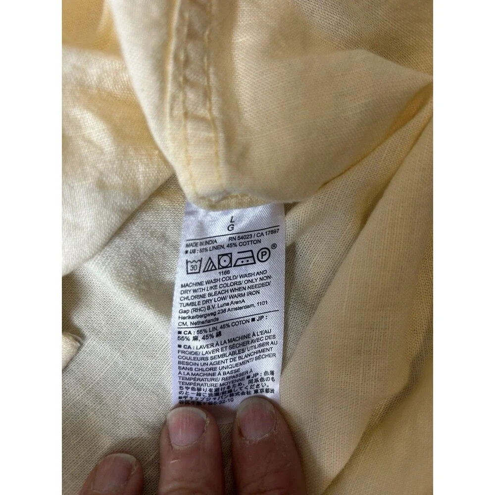 Banana Republic Linen Blend Button Up Shirt Slim Fit Short Sleeve Mens Sz L